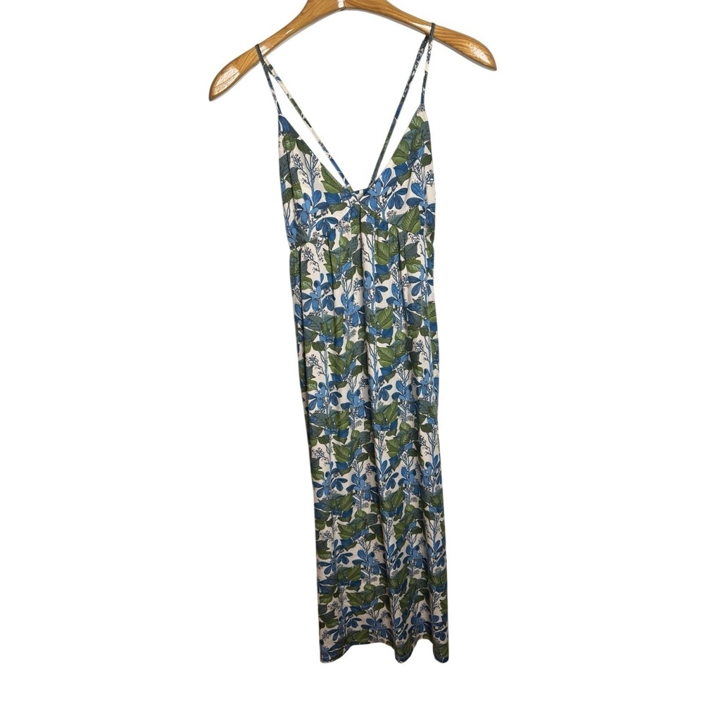 Patagonia Pataloha Womens Small Blue Green Tropical Floral Tencel Midi Dress - Picture 4 of 14